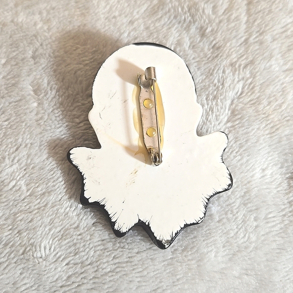 Vintage  LADY head Sad Face Teardrop  Brooch Pin - Picture 3 of 4